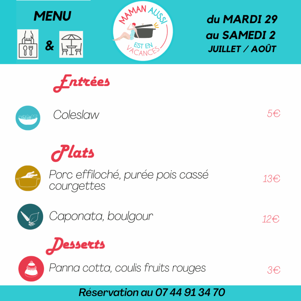 Menu de la semaine